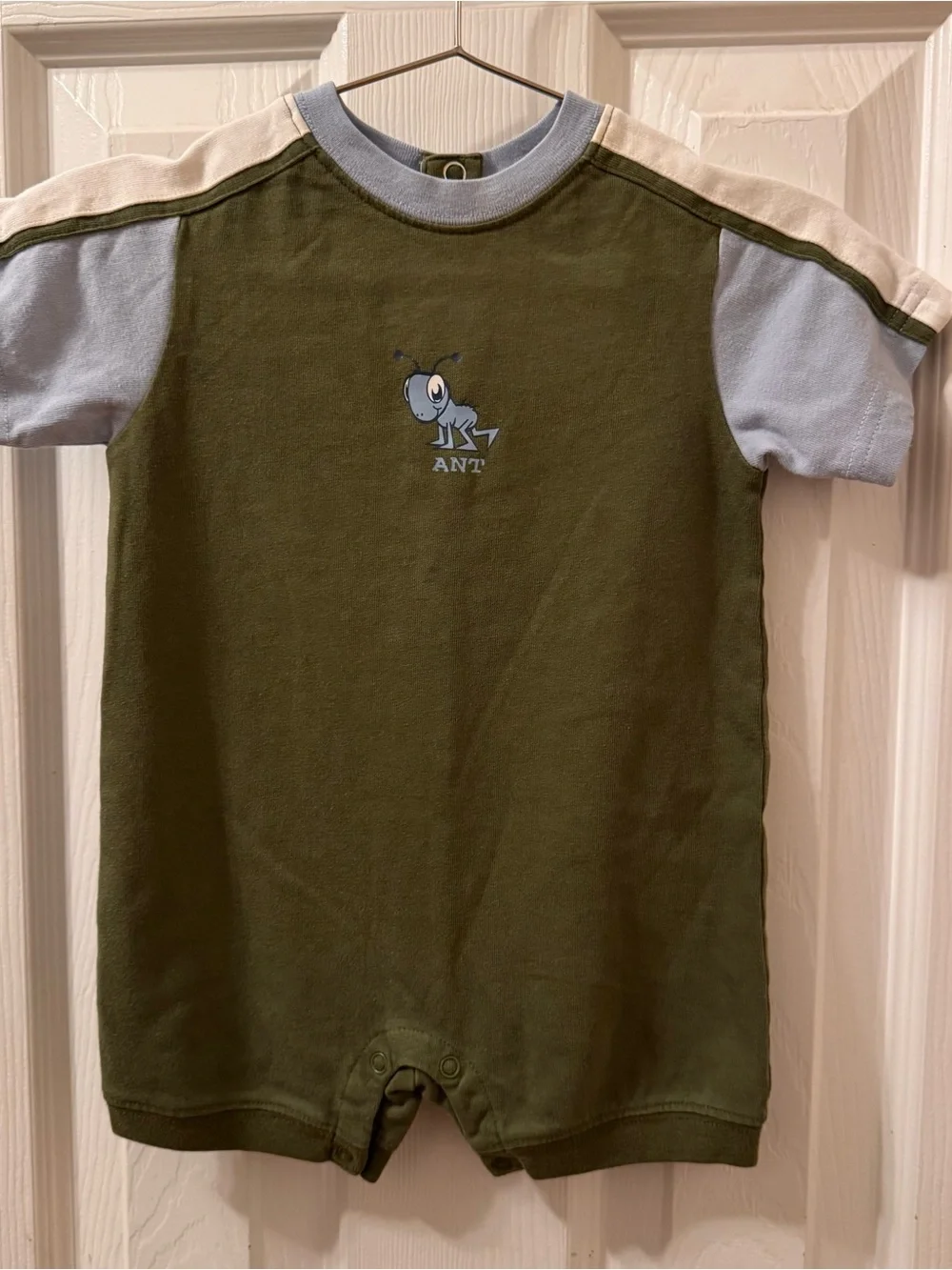 Gymboree 2000 baby boy ringer T Romper green, blue Ant graphic 3-6 m vintage Y2K